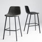 Industrial Bucket Counter Chair Faux Leather Footrest Dining Stool with Black Base