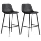 Industrial Bucket Counter Chair Faux Leather Footrest Dining Stool with Black Base