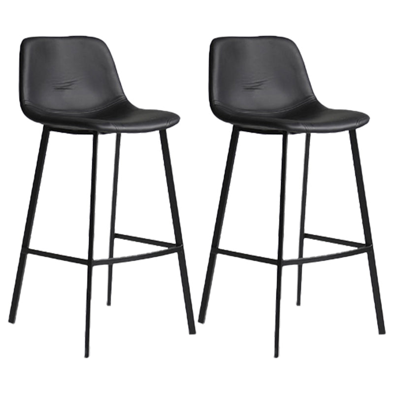 Industrial Bucket Counter Chair Faux Leather Footrest Dining Stool with Black Base