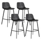 Industrial Bucket Counter Chair Faux Leather Footrest Dining Stool with Black Base