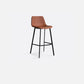 Industrial Bucket Counter Chair Faux Leather Footrest Dining Stool with Black Base