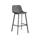 Industrial Bucket Counter Chair Faux Leather Footrest Dining Stool with Black Base