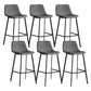 Industrial Bucket Counter Chair Faux Leather Footrest Dining Stool with Black Base