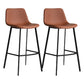 Industrial Bucket Counter Chair Faux Leather Footrest Dining Stool with Black Base