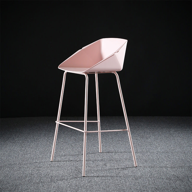 Scandinavian Metal Plastic Counter Stools Low Back Bar Stool with Footrest