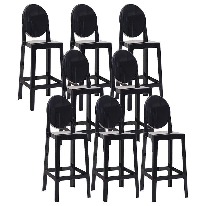 Modern Style Plastic Counter Stool Footrest Furniture in Matte Finish for Indoor Black 8 Piece Set Clearhalo 'Bar Furniture' 'Bar Stools' 'bar_stools' 'furn' 'furn_bar_stools' 'Furniture' 'Kitchen & Dining Furniture' 6096273