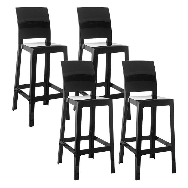 Modern Style Plastic Counter Stool Footrest Furniture in Matte Finish for Indoor Matte Black 4 Piece Set Clearhalo 'Bar Furniture' 'Bar Stools' 'bar_stools' 'furn' 'furn_bar_stools' 'Furniture' 'Kitchen & Dining Furniture' 6096277