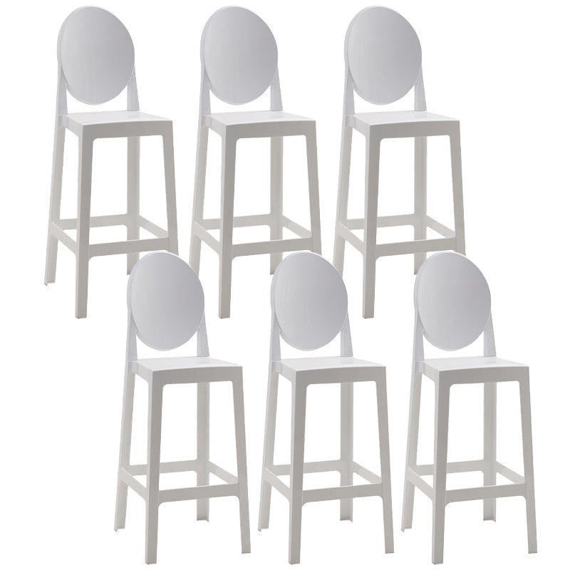 Modern Style Plastic Counter Stool Footrest Furniture in Matte Finish for Indoor White 6 Piece Set Clearhalo 'Bar Furniture' 'Bar Stools' 'bar_stools' 'furn' 'furn_bar_stools' 'Furniture' 'Kitchen & Dining Furniture' 6096295
