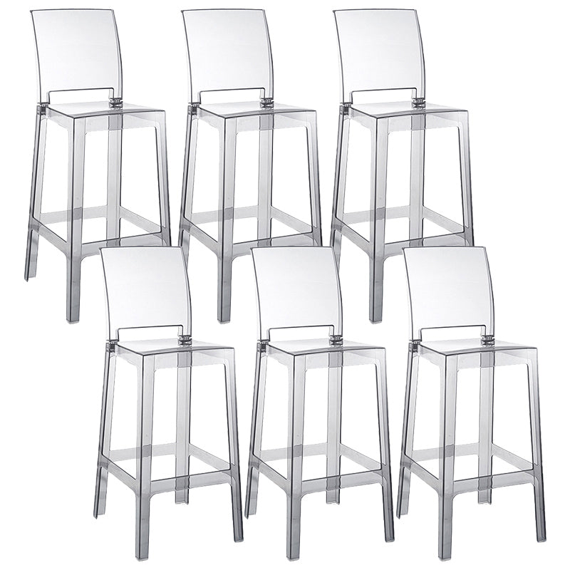 Modern Style Plastic Counter Stool Footrest Furniture in Matte Finish for Indoor Smoke Gray 6 Piece Set Clearhalo 'Bar Furniture' 'Bar Stools' 'bar_stools' 'furn' 'furn_bar_stools' 'Furniture' 'Kitchen & Dining Furniture' 6096303