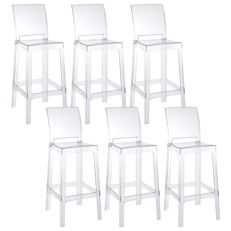 Modern Style Plastic Counter Stool Footrest Furniture in Matte Finish for Indoor White-Clear 6 Piece Set Clearhalo 'Bar Furniture' 'Bar Stools' 'bar_stools' 'furn' 'furn_bar_stools' 'Furniture' 'Kitchen & Dining Furniture' 6096307