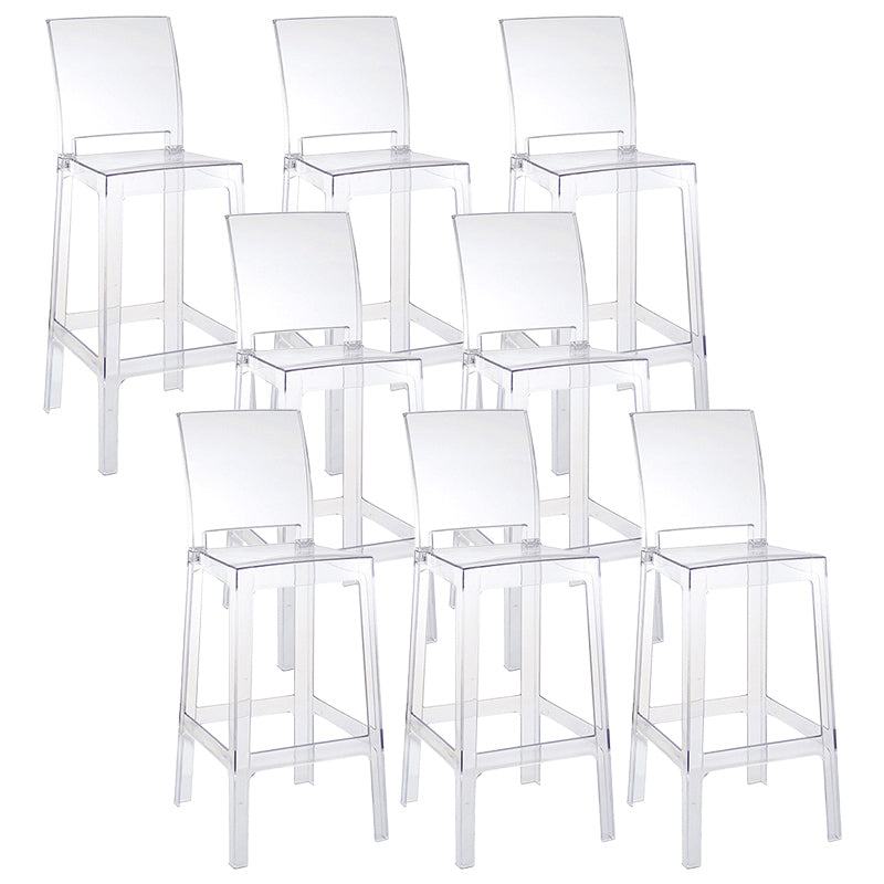 Modern Style Plastic Counter Stool Footrest Furniture in Matte Finish for Indoor White-Clear 8 Piece Set Clearhalo 'Bar Furniture' 'Bar Stools' 'bar_stools' 'furn' 'furn_bar_stools' 'Furniture' 'Kitchen & Dining Furniture' 6096308