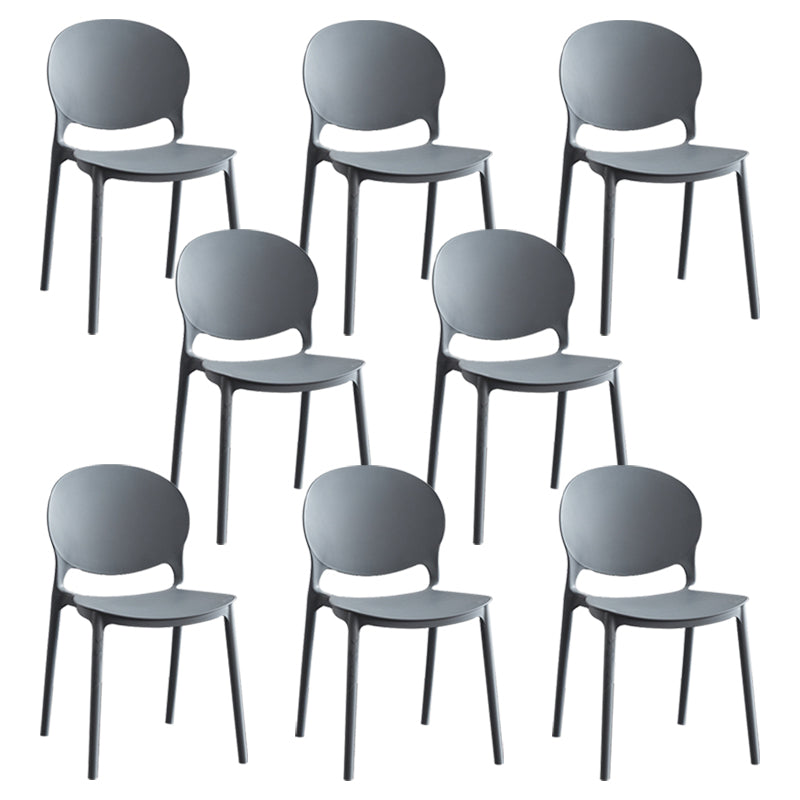 Moderne stapelbare stoel Dineren Open Achter Back Armloze stoel voor keuken met plastic benen