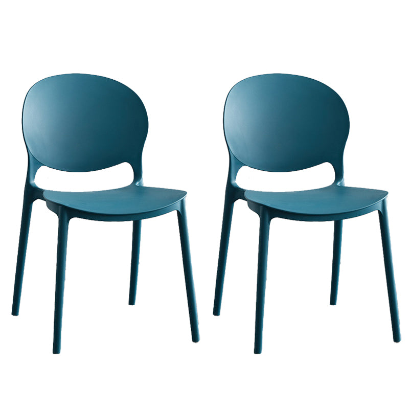 Moderne stapelbare stoel Dineren Open Achter Back Armloze stoel voor keuken met plastic benen