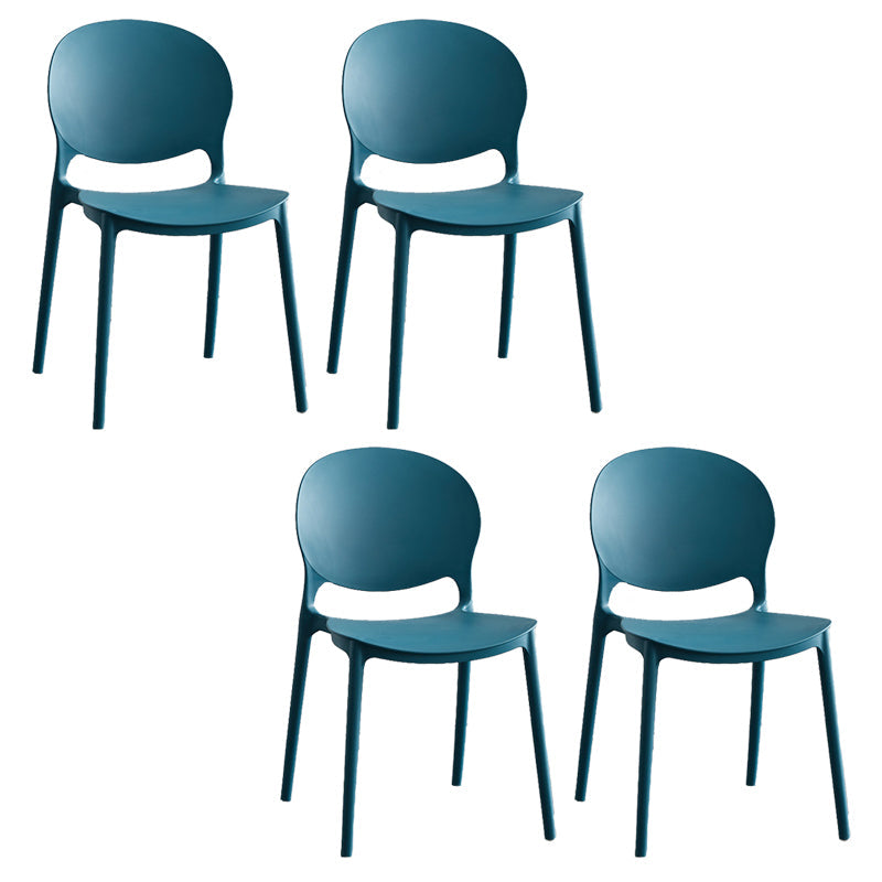 Moderne stapelbare stoel Dineren Open Achter Back Armloze stoel voor keuken met plastic benen