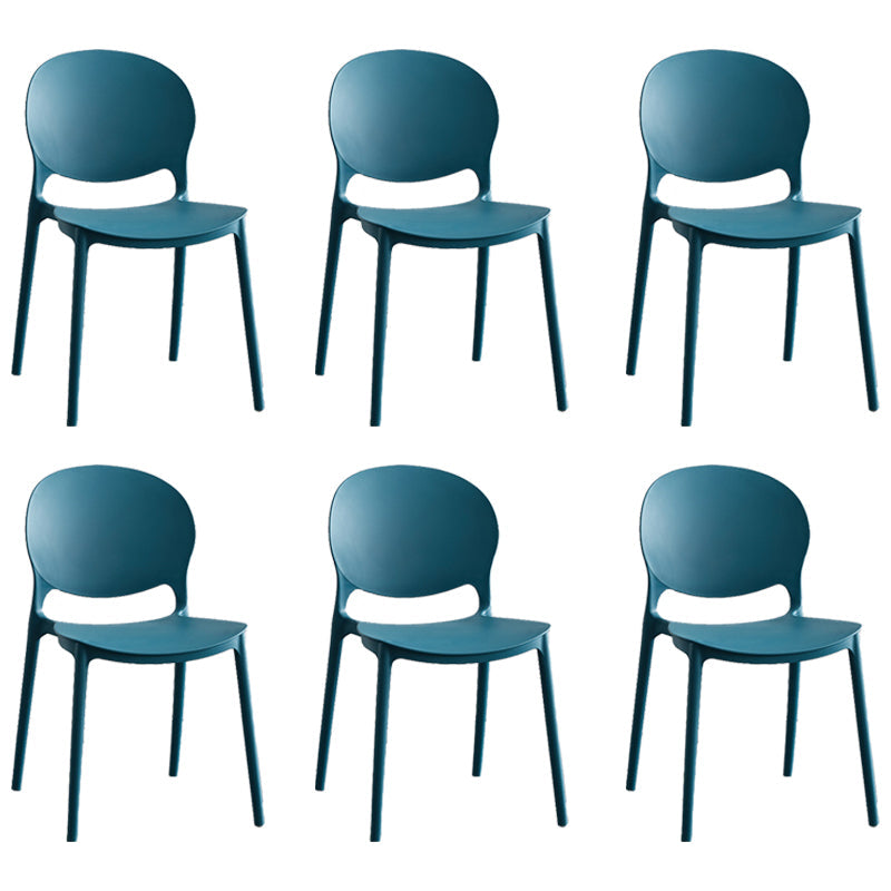 Moderne stapelbare stoel Dineren Open Achter Back Armloze stoel voor keuken met plastic benen