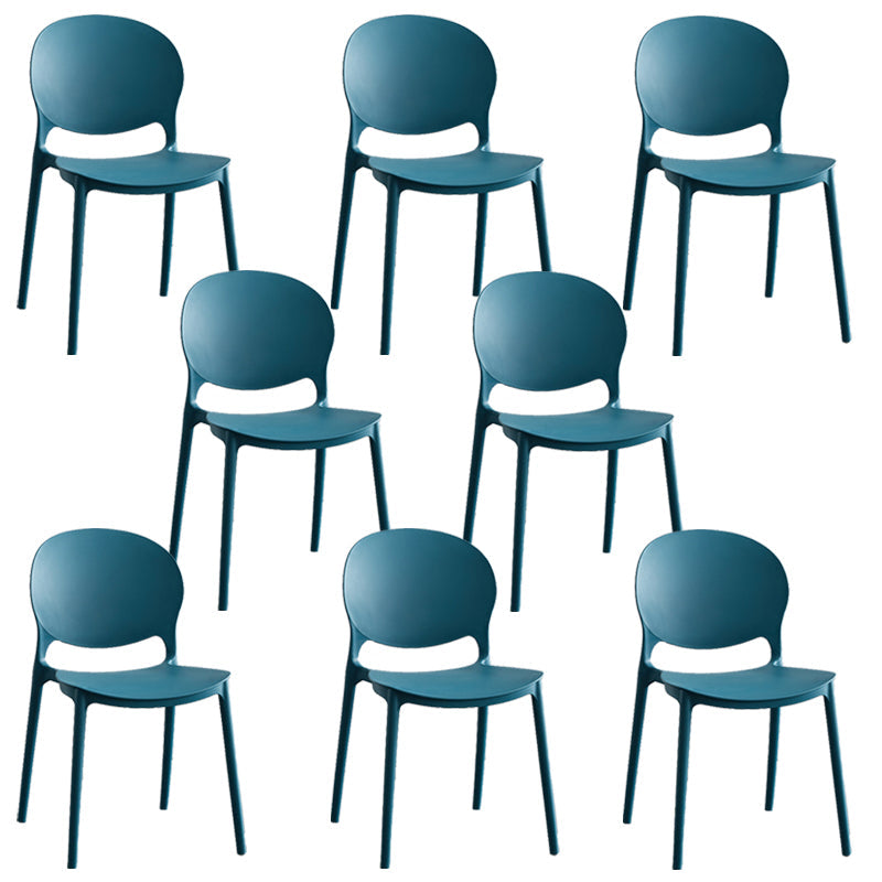 Moderne stapelbare stoel Dineren Open Achter Back Armloze stoel voor keuken met plastic benen