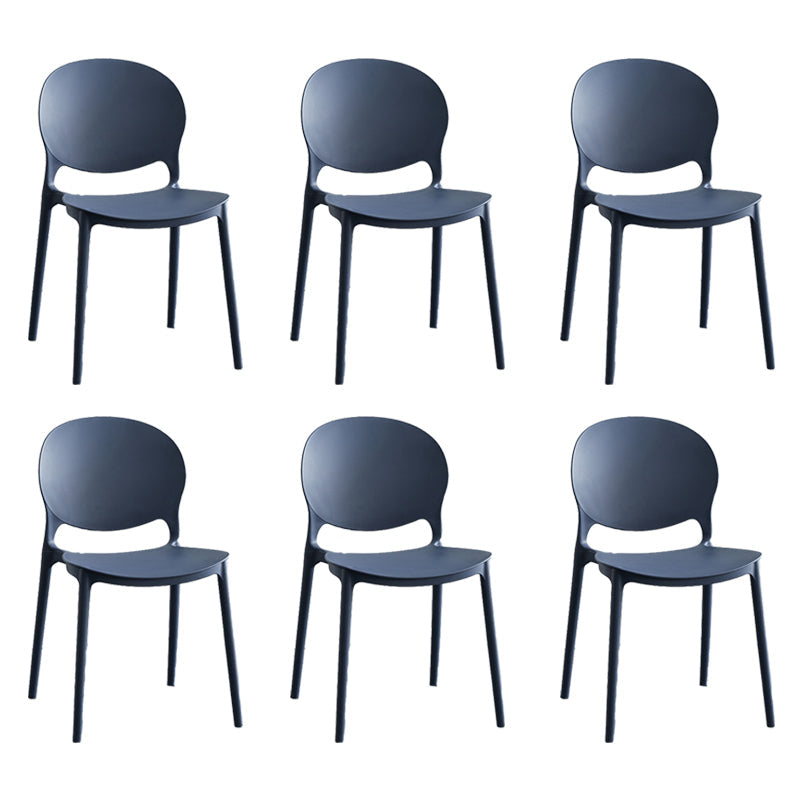 Moderne stapelbare stoel Dineren Open Achter Back Armloze stoel voor keuken met plastic benen