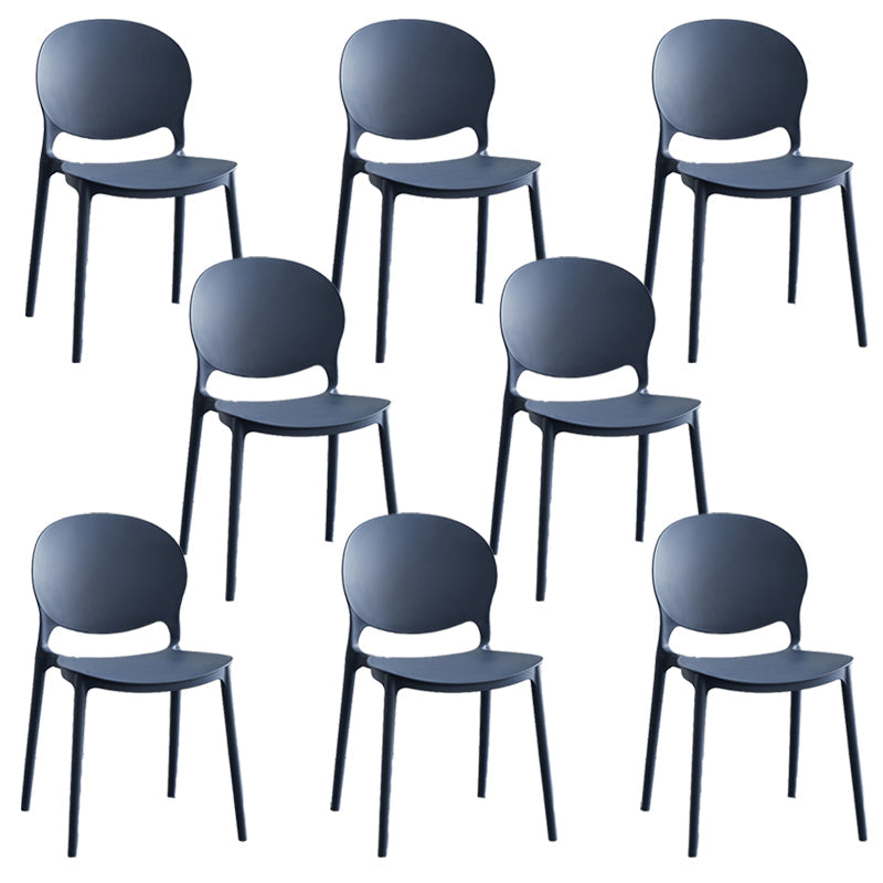 Moderne stapelbare stoel Dineren Open Achter Back Armloze stoel voor keuken met plastic benen