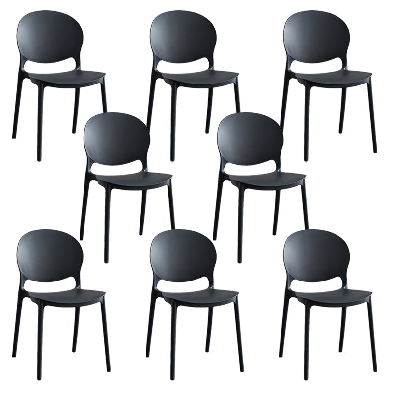 Moderne stapelbare stoel Dineren Open Achter Back Armloze stoel voor keuken met plastic benen