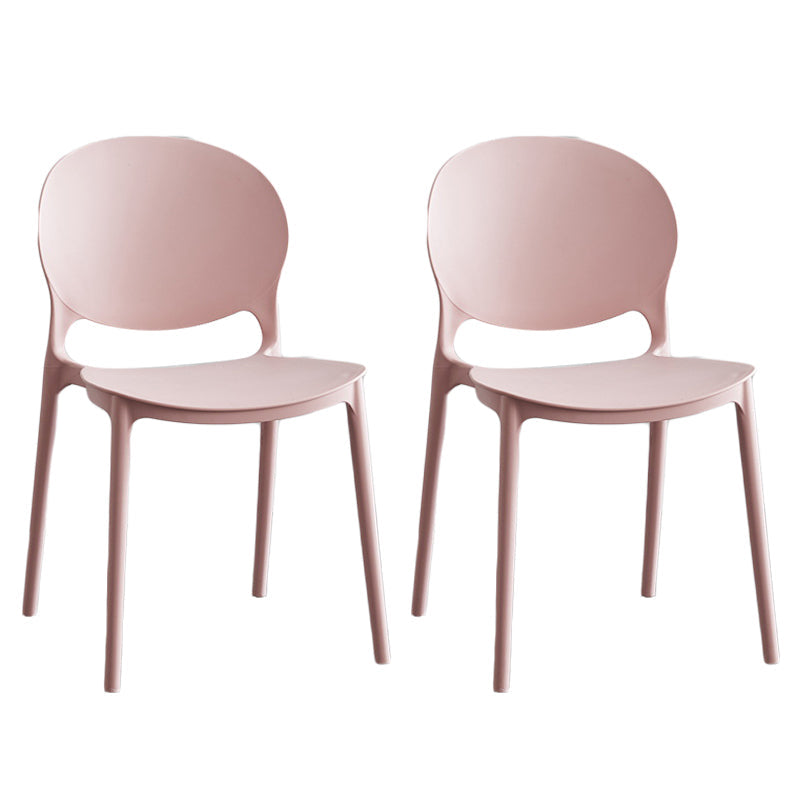Moderne stapelbare stoel Dineren Open Achter Back Armloze stoel voor keuken met plastic benen