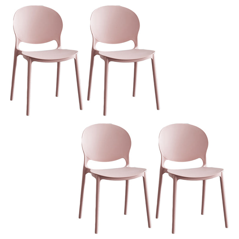 Moderne stapelbare stoel Dineren Open Achter Back Armloze stoel voor keuken met plastic benen