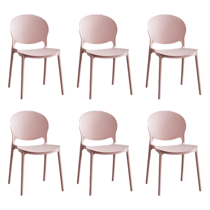Moderne stapelbare stoel Dineren Open Achter Back Armloze stoel voor keuken met plastic benen