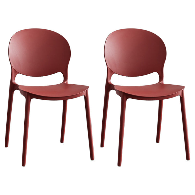 Moderne stapelbare stoel Dineren Open Achter Back Armloze stoel voor keuken met plastic benen