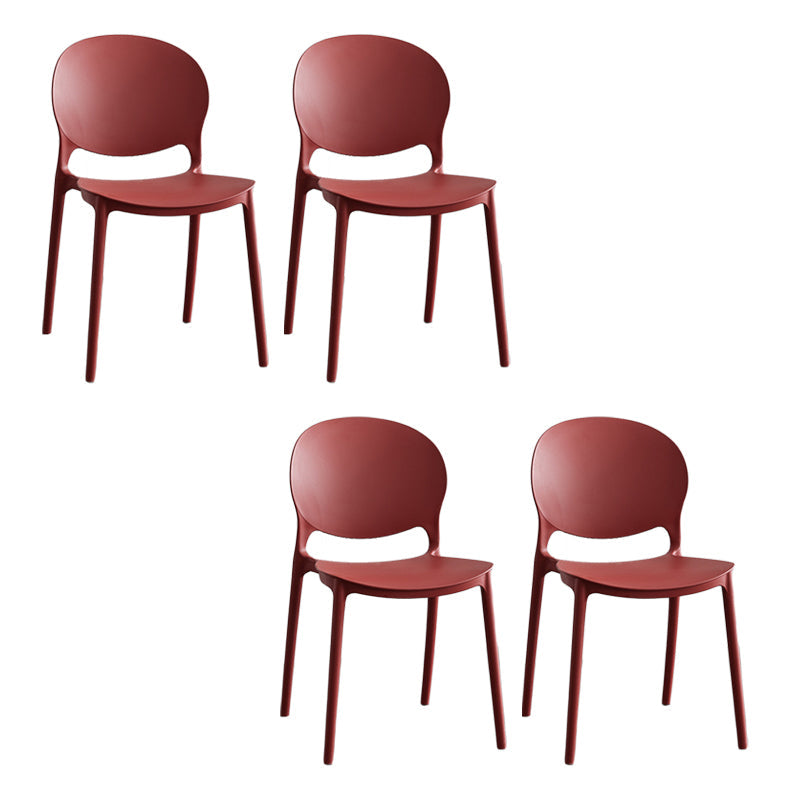 Moderne stapelbare stoel Dineren Open Achter Back Armloze stoel voor keuken met plastic benen