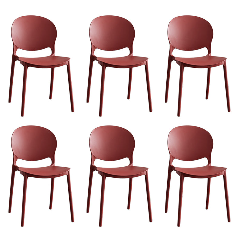 Moderne stapelbare stoel Dineren Open Achter Back Armloze stoel voor keuken met plastic benen