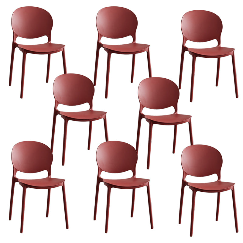 Moderne stapelbare stoel Dineren Open Achter Back Armloze stoel voor keuken met plastic benen