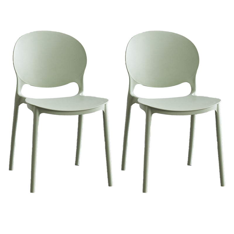 Moderne stapelbare stoel Dineren Open Achter Back Armloze stoel voor keuken met plastic benen