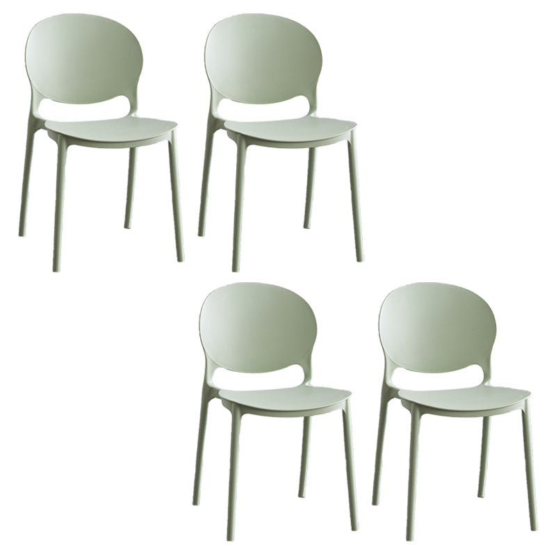 Moderne stapelbare stoel Dineren Open Achter Back Armloze stoel voor keuken met plastic benen