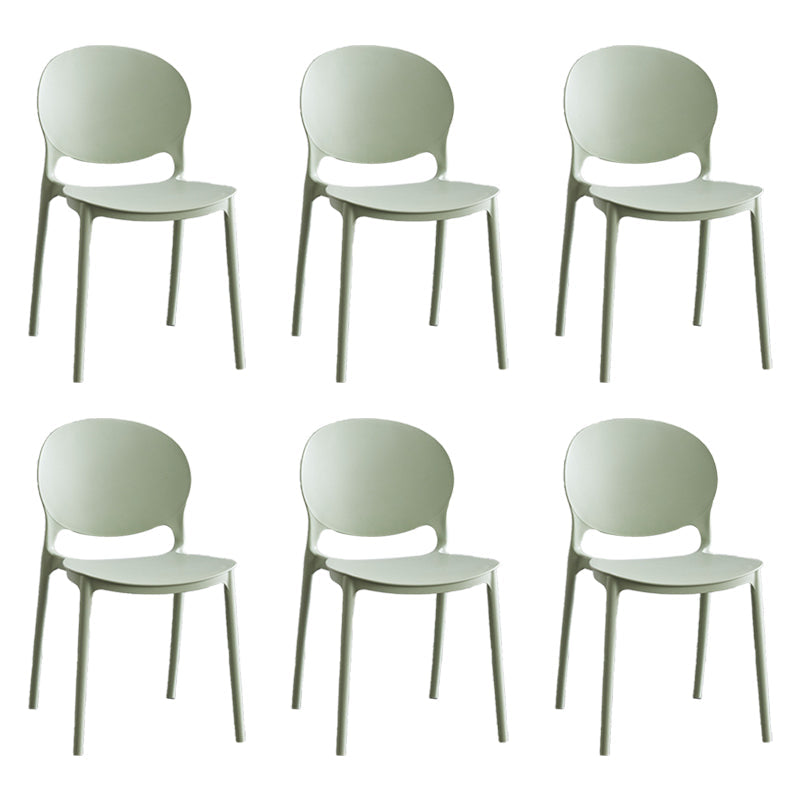Moderne stapelbare stoel Dineren Open Achter Back Armloze stoel voor keuken met plastic benen