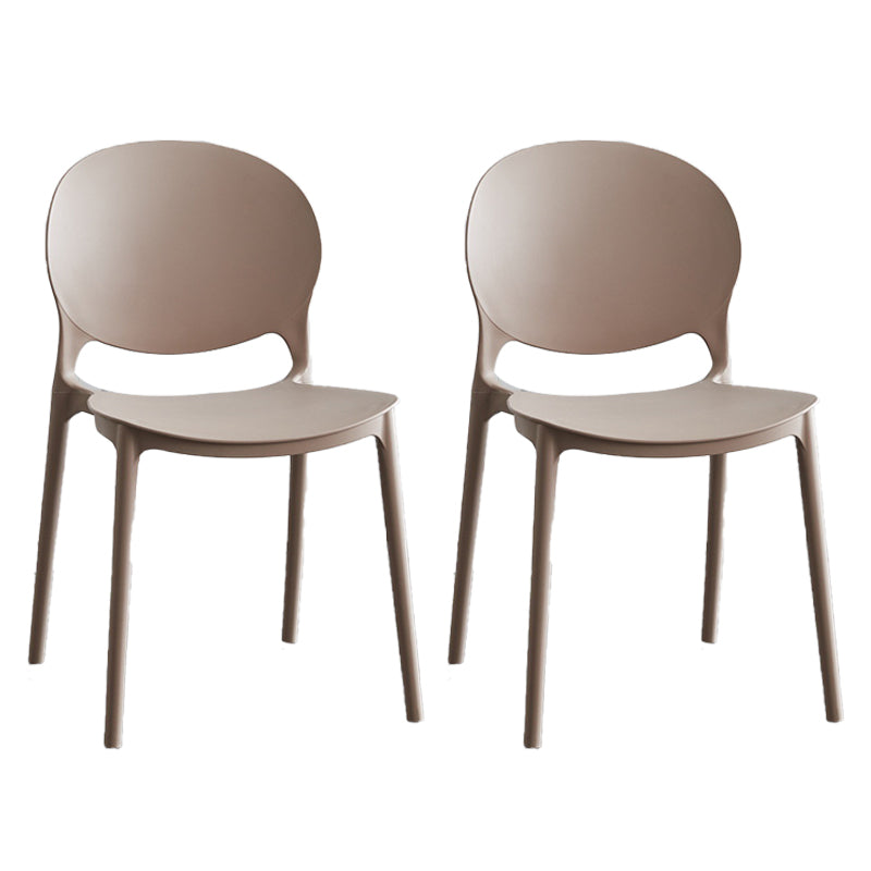 Moderne stapelbare stoel Dineren Open Achter Back Armloze stoel voor keuken met plastic benen