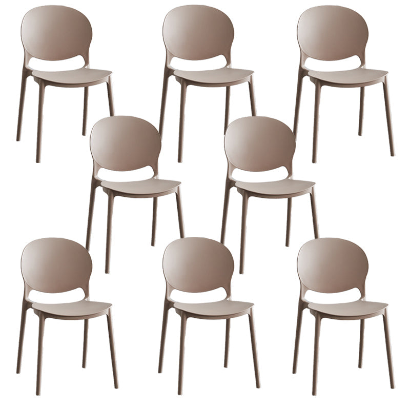 Moderne stapelbare stoel Dineren Open Achter Back Armloze stoel voor keuken met plastic benen