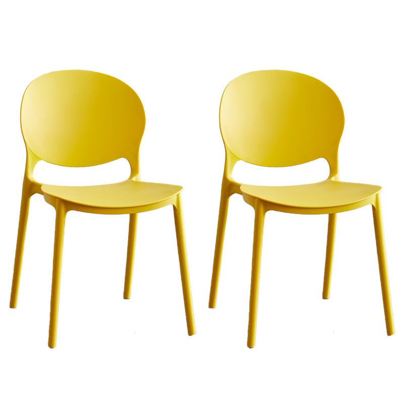 Moderne stapelbare stoel Dineren Open Achter Back Armloze stoel voor keuken met plastic benen