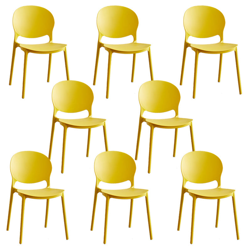 Moderne stapelbare stoel Dineren Open Achter Back Armloze stoel voor keuken met plastic benen