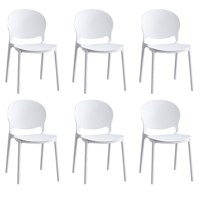 Moderne stapelbare stoel Dineren Open Achter Back Armloze stoel voor keuken met plastic benen