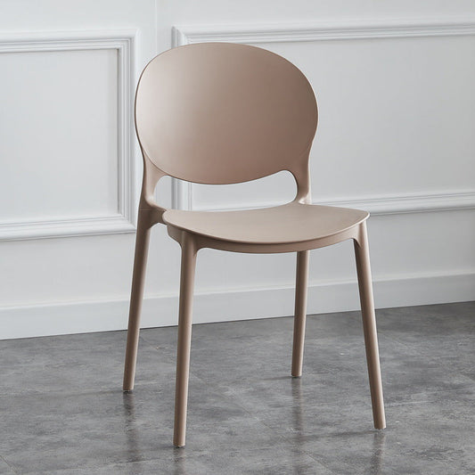 Modern Stackable Chair Dining Open Back Armless Chair for Kitchen with Plastic Legs Light Coffee 1 Piece