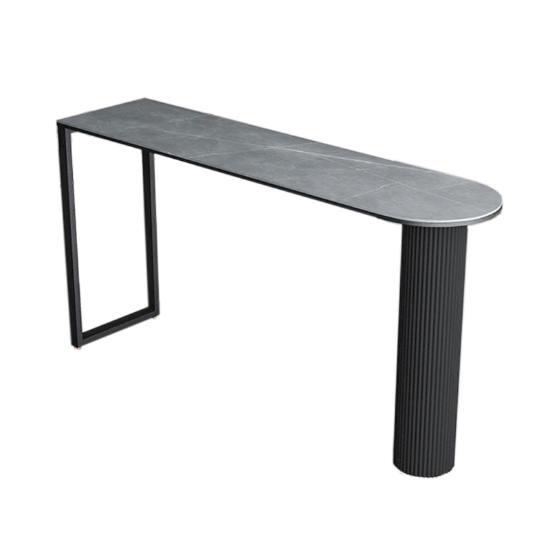 Free Form Double Pedestal Bar Table Stone Top Bar Height Table for Living Room Black Gray Clearhalo 'Bar Furniture' 'Bar Tables' 'bar_tables' 'furn' 'furn_bar_tables' 'Furniture' 'Kitchen & Dining Furniture' 6096481