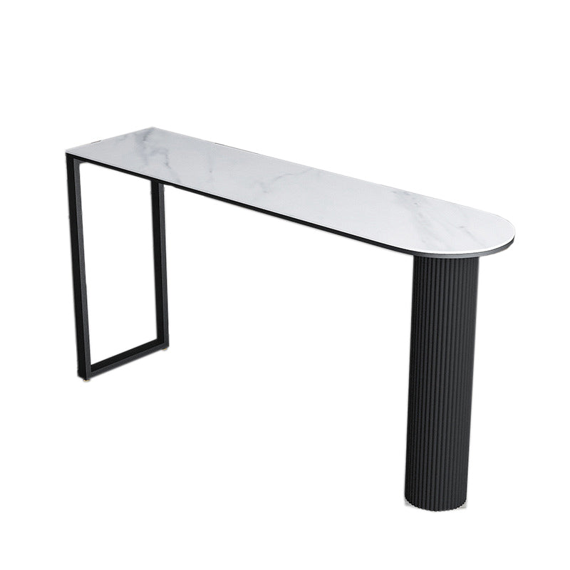 Free Form Double Pedestal Bar Table Stone Top Bar Height Table for Living Room Black White Clearhalo 'Bar Furniture' 'Bar Tables' 'bar_tables' 'furn' 'furn_bar_tables' 'Furniture' 'Kitchen & Dining Furniture' 6096482