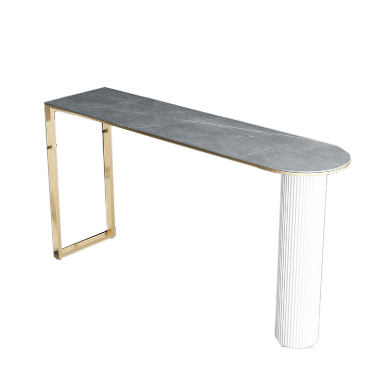 Free Form Double Pedestal Bar Table Stone Top Bar Height Table for Living Room Gold Gray Clearhalo 'Bar Furniture' 'Bar Tables' 'bar_tables' 'furn' 'furn_bar_tables' 'Furniture' 'Kitchen & Dining Furniture' 6096484