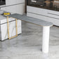Free Form Double Pedestal Bar Table Stone Top Bar Height Table for Living Room 63"L x 15.7"W x 41.3"H Gold Gray Clearhalo 'Bar Furniture' 'Bar Tables' 'bar_tables' 'furn' 'furn_bar_tables' 'Furniture' 'Kitchen & Dining Furniture' 6096485