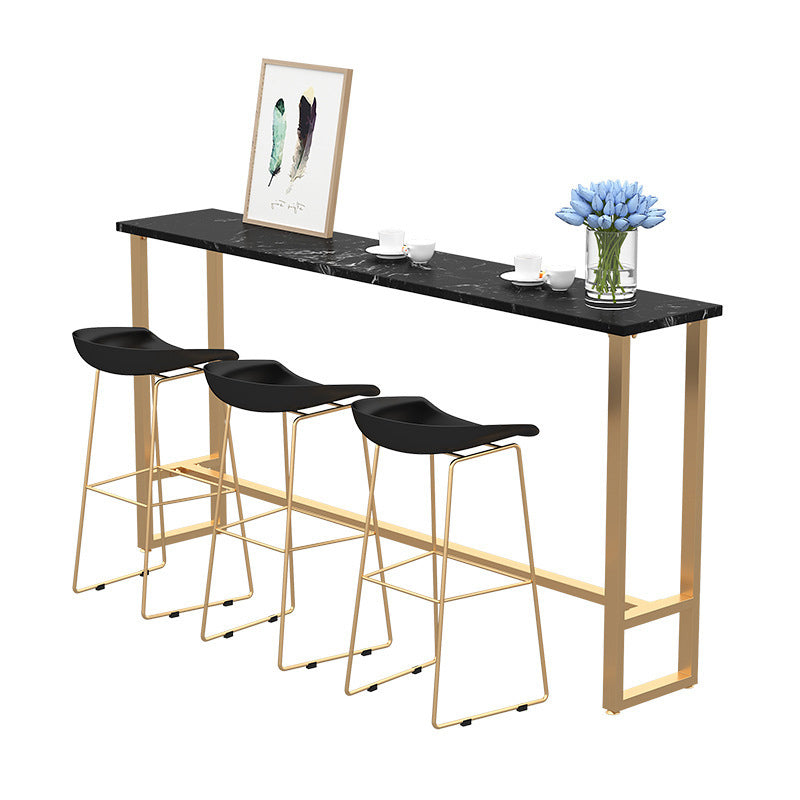 Glam Pub Table Rectangle Stone Bar Table with Trestle Base for Indoor Clearhalo 'Bar Furniture' 'Bar Tables' 'bar_tables' 'furn' 'furn_bar_tables' 'Furniture' 'Kitchen & Dining Furniture' 6096500