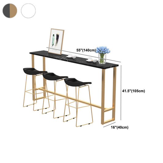 Tavolo da tavolo da pub glam tavolo da bar in pietra rettangolo con base di cavalletto per interno