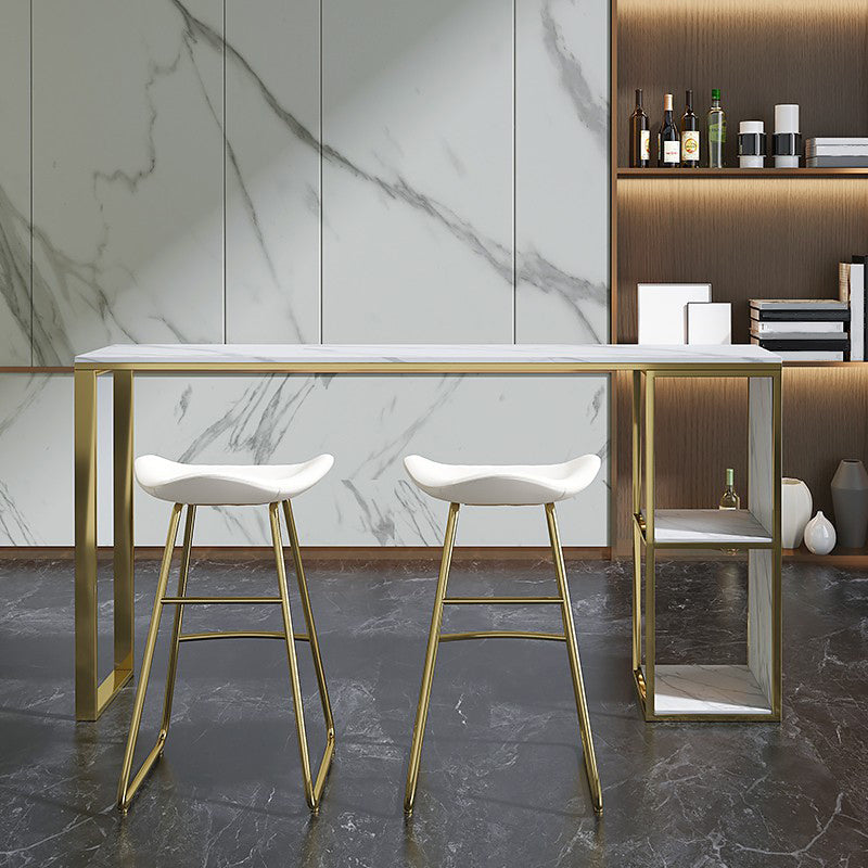 Tavolo da tavolo da pub rettangolo in finta barra di marmo tavolo da cocktail con scaffali