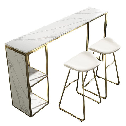 Tavolo da tavolo da pub rettangolo in finta barra di marmo tavolo da cocktail con scaffali