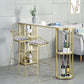 Glam Specialty Bar Dining Table Stone Bistro Bar Table with Shelves 63"L x 15.7"W x 41.3"H White Without Chairs Clearhalo 'Bar Furniture' 'Bar Tables' 'bar_tables' 'furn' 'furn_bar_tables' 'Furniture' 'Kitchen & Dining Furniture' 6096553