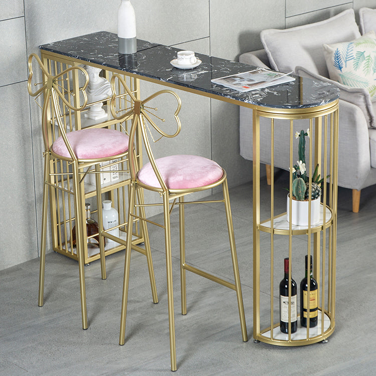 Glam Specialty Bar Dining Table Stone Bistro Bar Table with Shelves Clearhalo 'Bar Furniture' 'Bar Tables' 'bar_tables' 'furn' 'furn_bar_tables' 'Furniture' 'Kitchen & Dining Furniture' 6096563