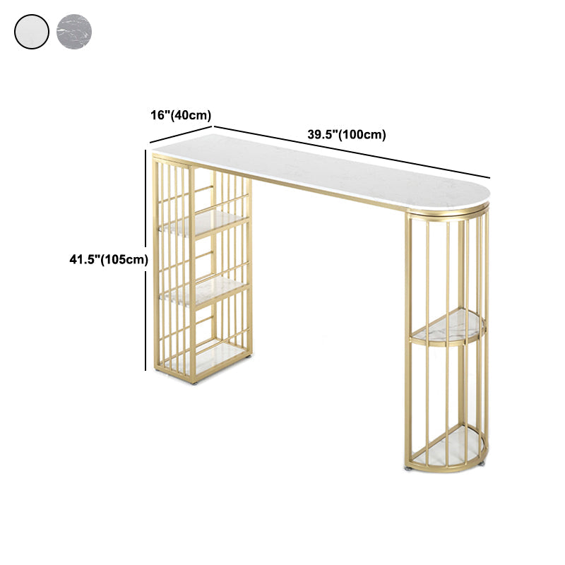 Glam Specialty Bar Dining Table Stone Bistro Bar Table with Shelves Clearhalo 'Bar Furniture' 'Bar Tables' 'bar_tables' 'furn' 'furn_bar_tables' 'Furniture' 'Kitchen & Dining Furniture' 6096570